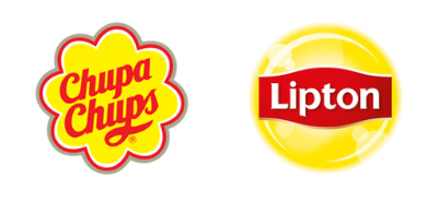 Les couleurs chaudes - logos Chupa Chups et Lipton - Marie-Ange Vollard